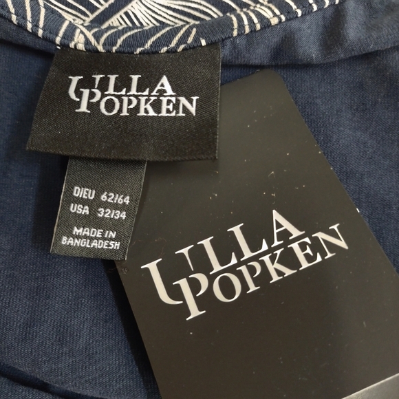 Ulla Popken Midi Dress Women's Blue White V-Neck Shortsleeve Plus Sz 32/… - Picture 10 of 11